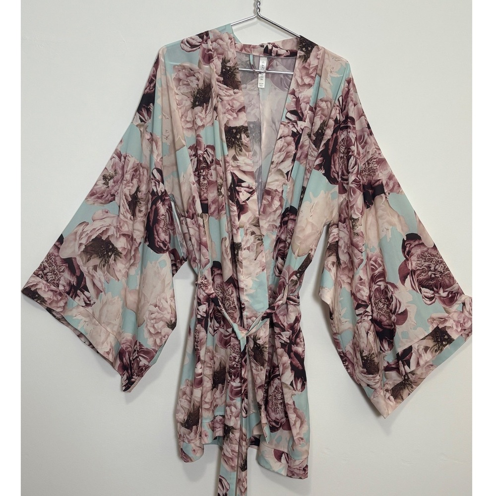 Cacique Floral Kimono Robe Plus Size 22/24 Flowy Feminine Lingerie Loungewear